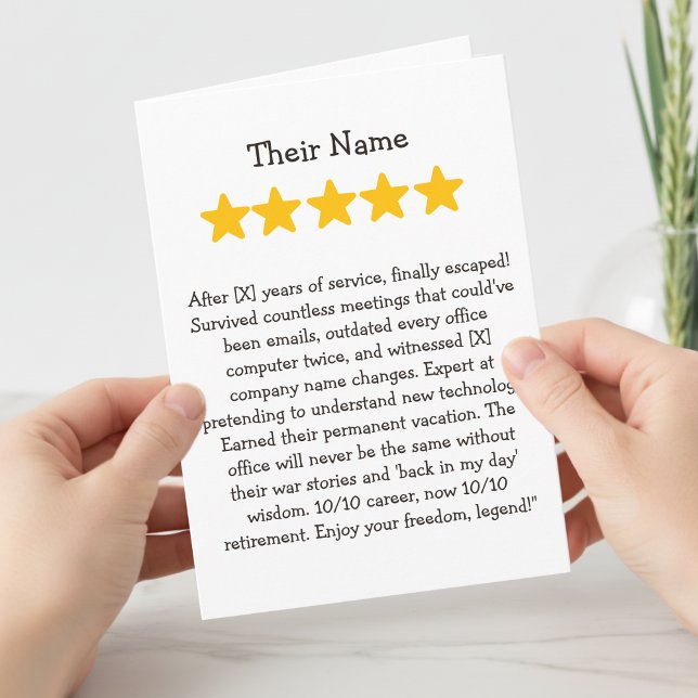 Tarjeta Funning retirement co worker 4 stars (Subido por el creador)