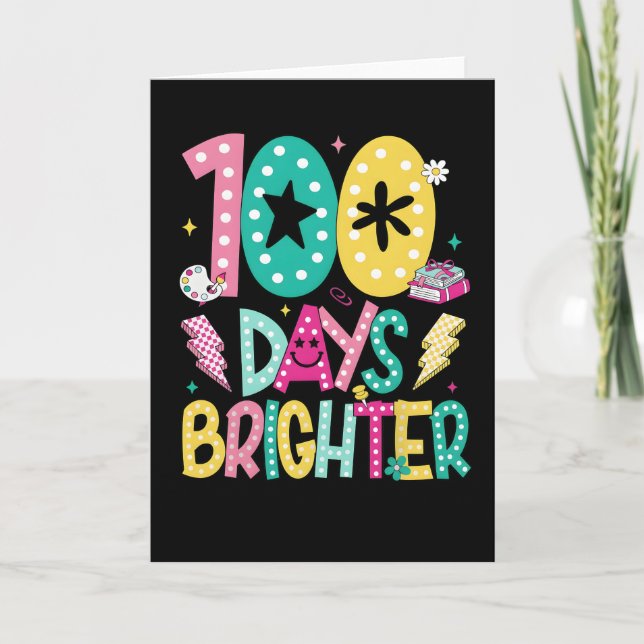 Tarjeta Funny 100 Days Brighter School Celebration Teacher (Anverso)