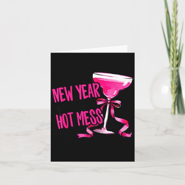Tarjeta Funny 2026 New Year Same Hot Mess Party Women Girl (Anverso)