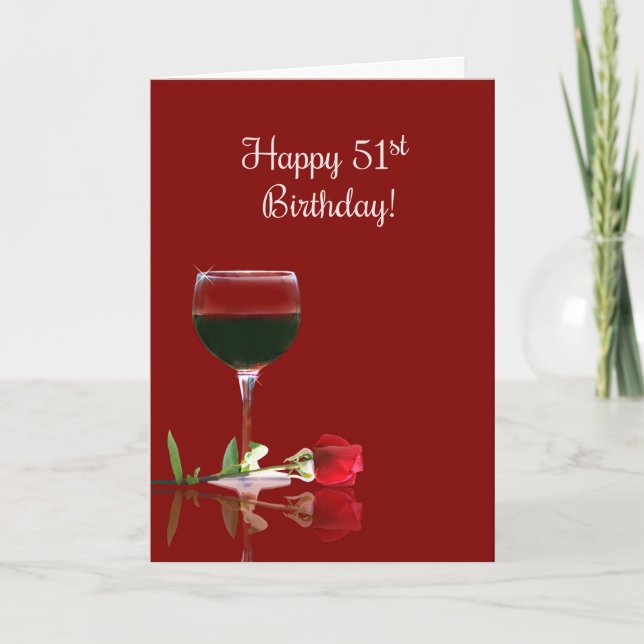 Tarjeta Funny 51st Wine Themed Happy Birthday Card (Anverso)
