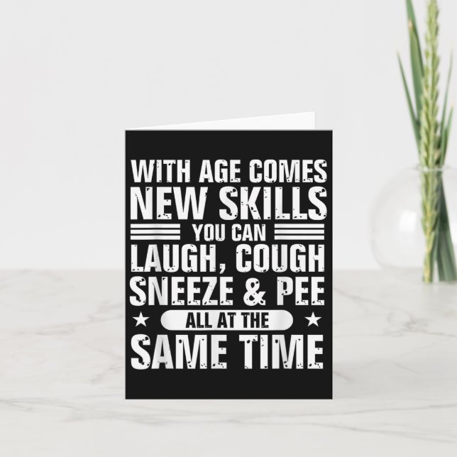 Tarjeta Funny 60th Birthday With Age Comes New Skills Humo (Anverso)