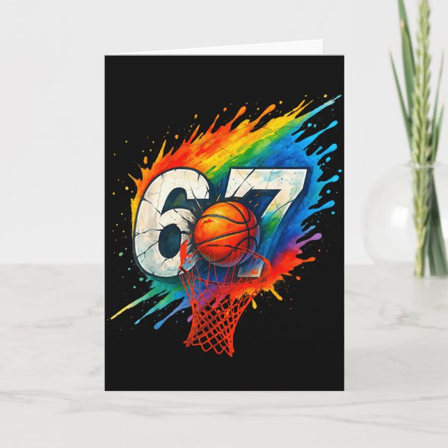 Tarjeta Funny 67 Basketball Six Seven 6 7 Meme 67  (Anverso)