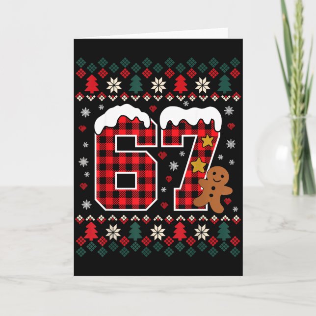 Tarjeta Funny 67 Christmas Pajamas Shirt Six Seven Meme Br (Anverso)