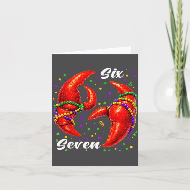 Tarjeta Funny 67 Mardi Gras Crawfish Meme 6 7 Beads Six Se (Anverso)