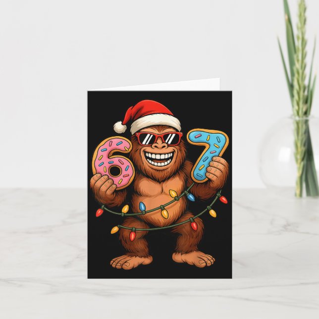 Tarjeta Funny 67 Meme Christmas Bigfoot For Kids Teens  (Anverso)