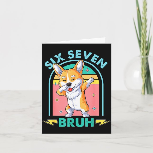 Tarjeta Funny 67 Meme Dog Six Seven Bruh Kids Boys Tee  (Anverso)