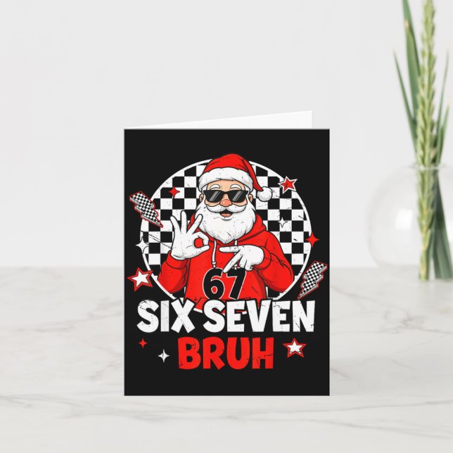 Tarjeta Funny 67 Meme Six Seven Christmas Bruh Santa Kids  (Anverso)