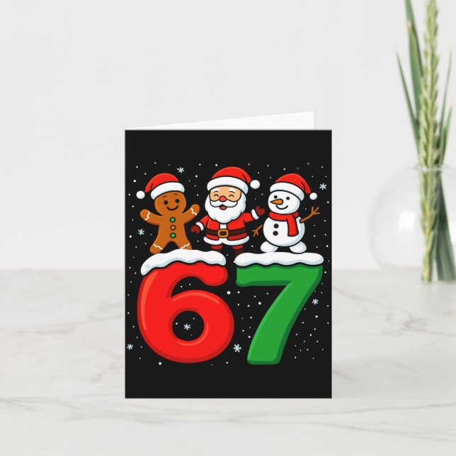 Tarjeta Funny 67 Meme Xmas Six Seven Santa Snowman Christm (Anverso)