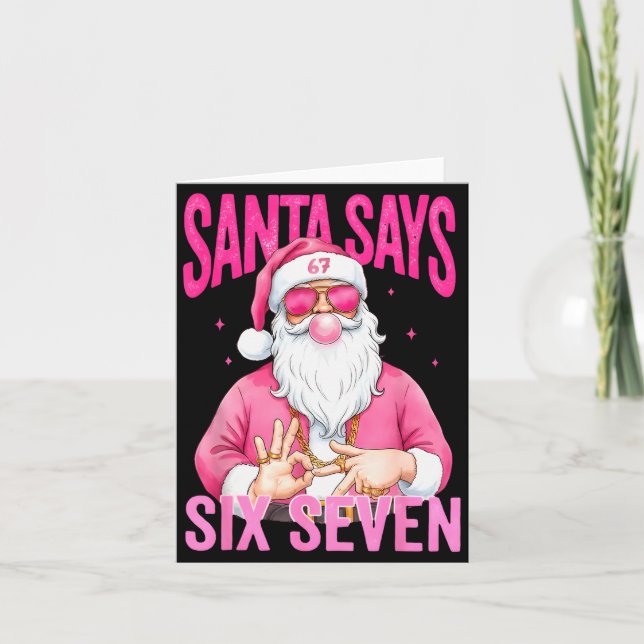 Tarjeta Funny 67 Santa Says Six Seven Christmas Meme Xmas  (Anverso)