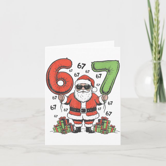 Tarjeta Funny 67 Santa Six Seven Christmas 67 Meme Bruh Bo (Anverso)
