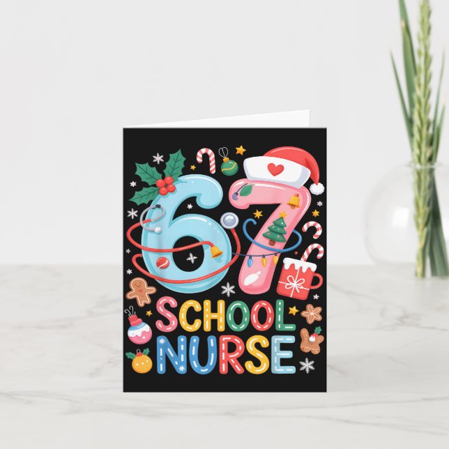 Tarjeta Funny 67 School Nurse Christmas Xmas Meme Holiday  (Anverso)