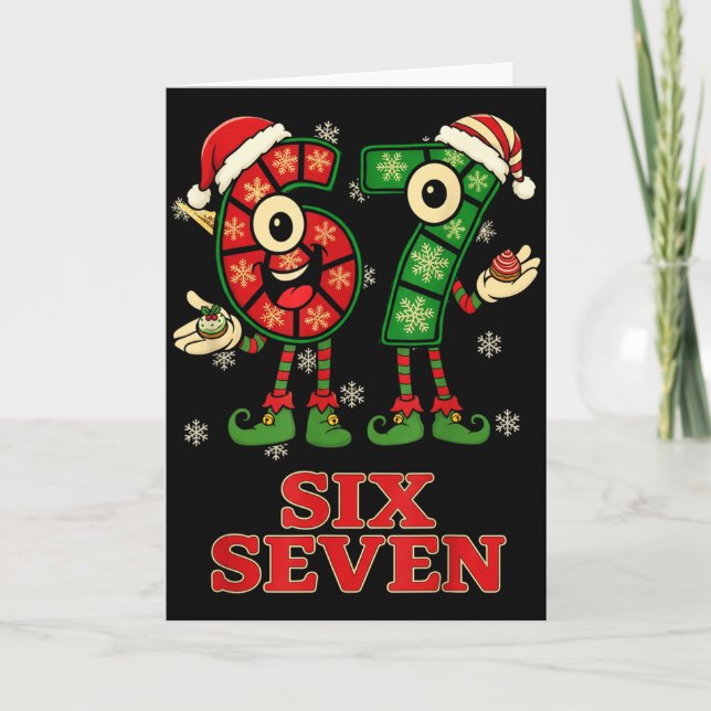 Tarjeta Funny 67 Six Seven 6-7 Italian Christmas Holiday W (Anverso)