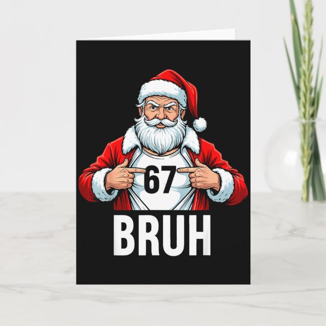 Tarjeta Funny 67 Six Seven Bruh Meme Christmas Santa Men W (Anverso)