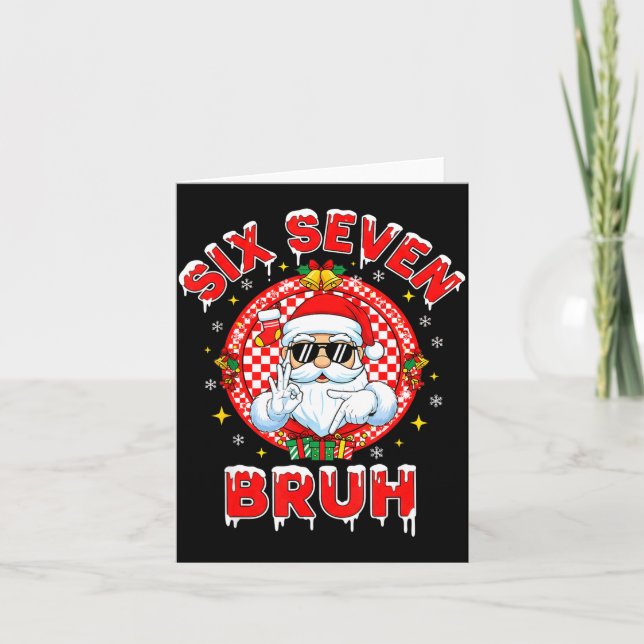 Tarjeta Funny 67 Six Seven Christmas Bruh Santa Kids Boys  (Anverso)