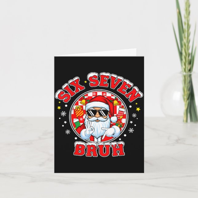 Tarjeta Funny 67 Six Seven Christmas Bruh Santa Kids Boys  (Anverso)
