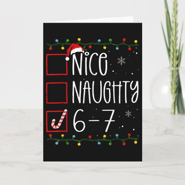 Tarjeta Funny 67 Six Seven Meme Christmas Naughty Nice Lis (Anverso)