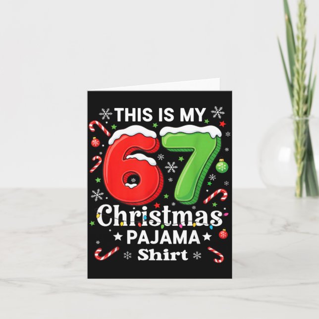 Tarjeta Funny 67 Six Seven Meme Christmas Pajama Shirt Kid (Anverso)