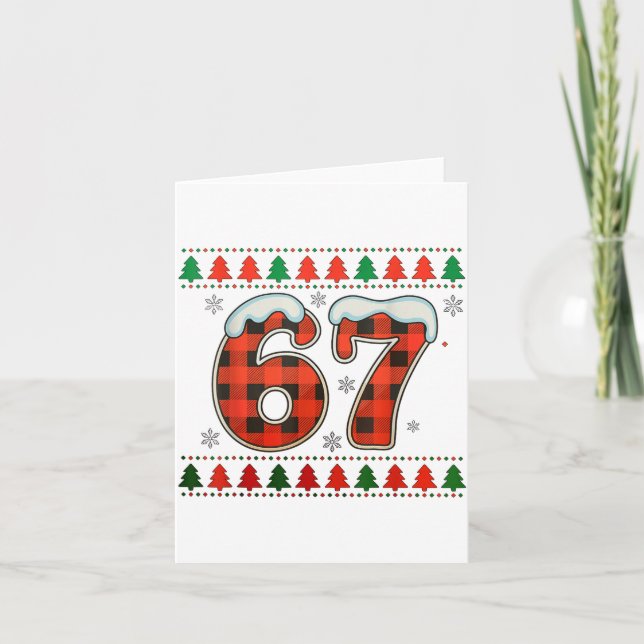 Tarjeta Funny 67 Six Seven Squad Meme Christmas Ugly Sweat (Anverso)