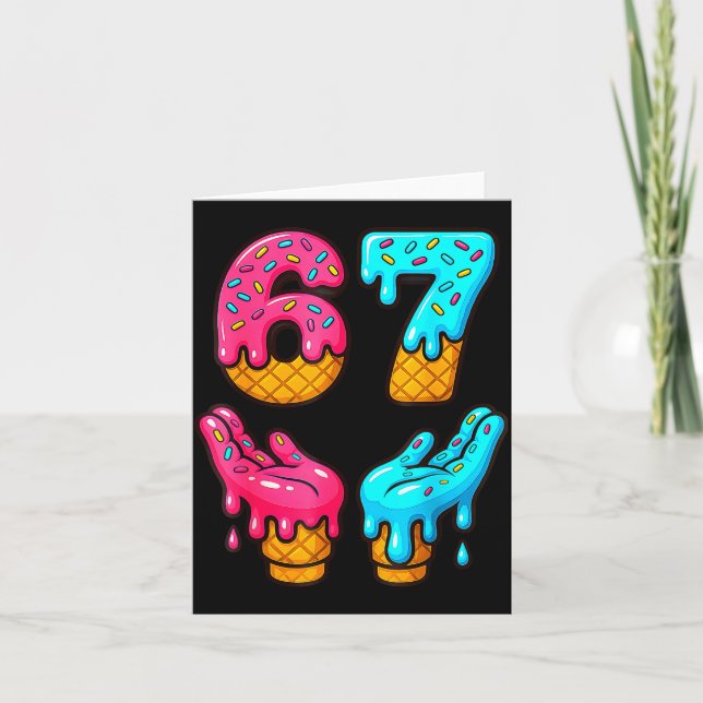 Tarjeta Funny 6 7 67 Six Seven Meme  (Anverso)