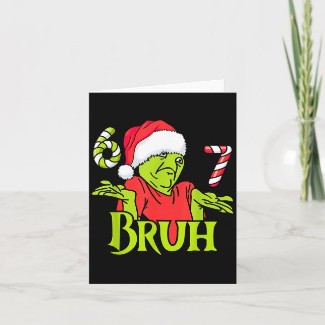 Tarjeta Funny 6 7 Bruh Merry Christmas Santa 67 Meme Men W (Anverso)