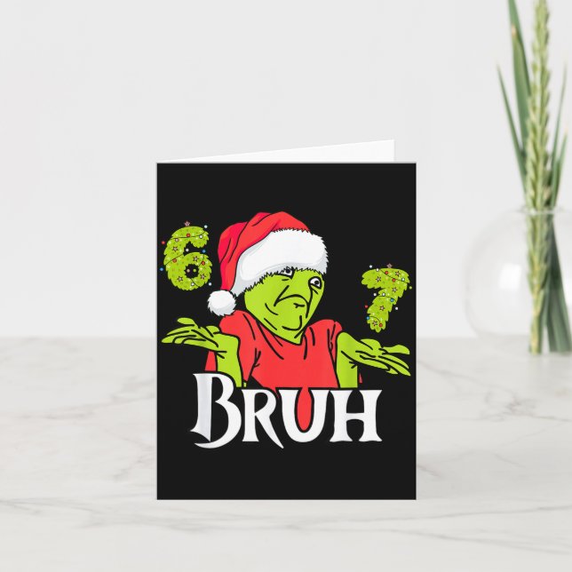 Tarjeta Funny 6 7 Bruh Merry Christmas Santa 67 Meme Men W (Anverso)