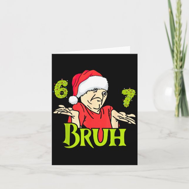 Tarjeta Funny 6 7 Bruh Merry Christmas Santa 67 Meme Men W (Anverso)