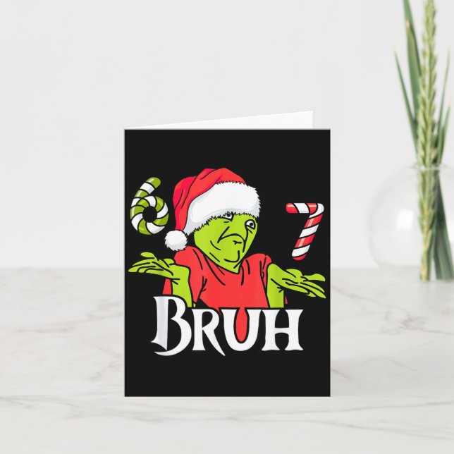 Tarjeta Funny 6 7 Bruh Merry Christmas Santa 67 Meme Men W (Anverso)