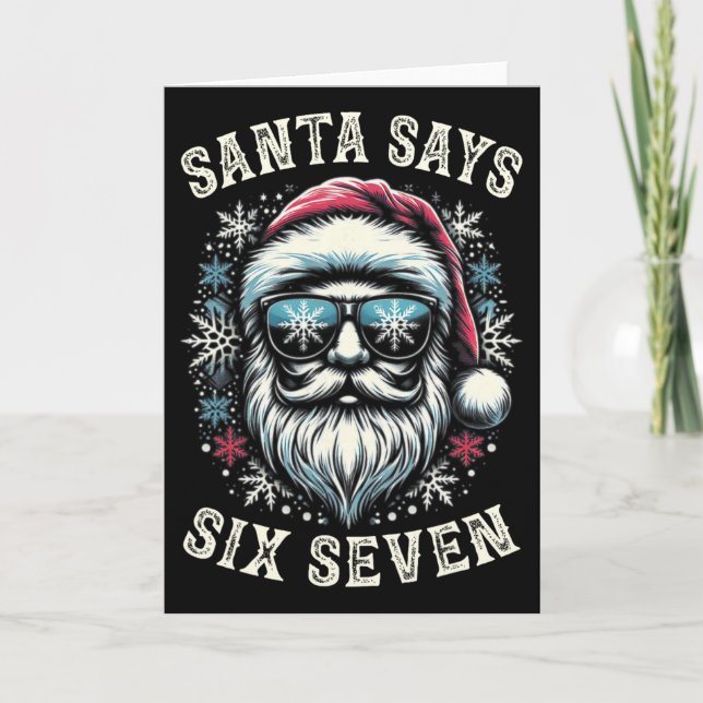 Tarjeta Funny 6-7 Meme Christmas Santa Six Seven Brain Rot (Anverso)