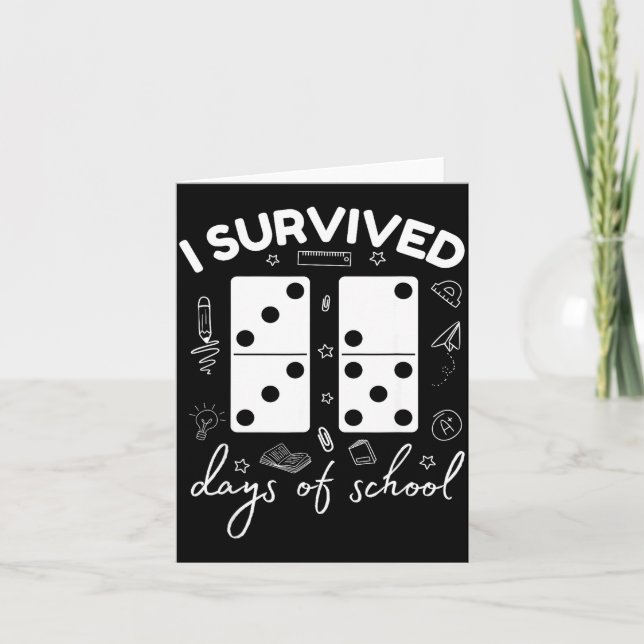 Tarjeta Funny 6 7 Meme I Survived 67 Days Of School Domino (Anverso)