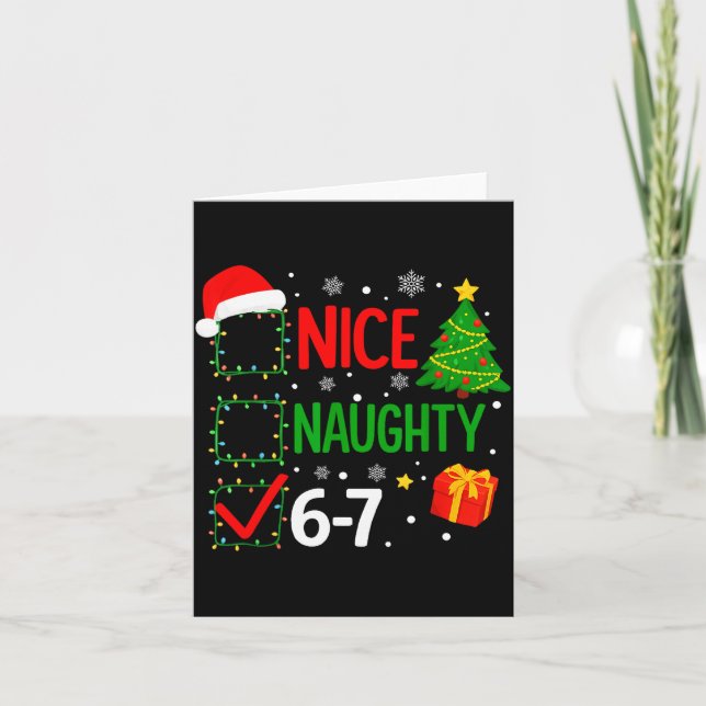 Tarjeta Funny 6-7 Meme Nice Naughty 67 Christmas Brain Rot (Anverso)