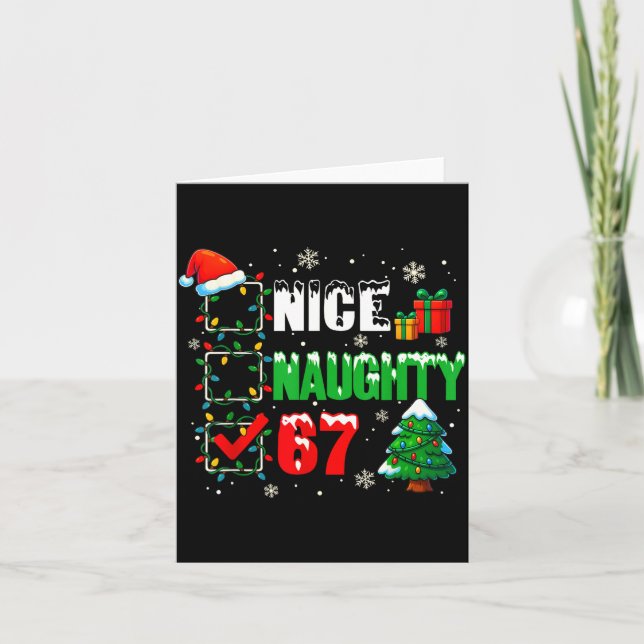Tarjeta Funny 6-7 Meme Nice Naughty 67 Christmas Brain Rot (Anverso)