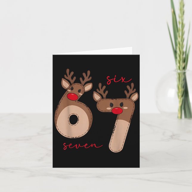 Tarjeta Funny 6 7 Six Seven Meme Christmas Reindeer Gen Al (Anverso)