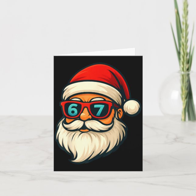 Tarjeta Funny 6 7 Six Seven Meme Santa Face 67 Christmas Y (Anverso)