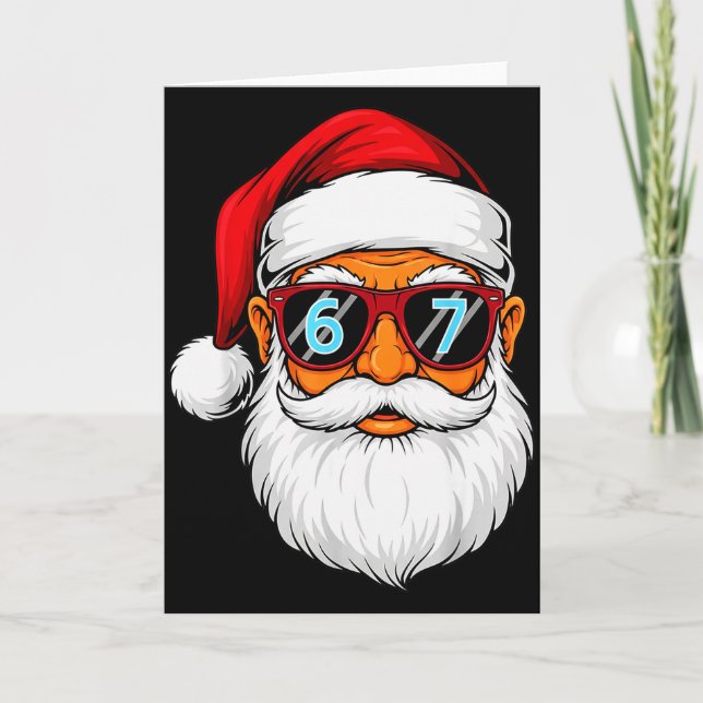 Tarjeta Funny 6 7 Six Seven Meme Santa Face Christmas Men  (Anverso)
