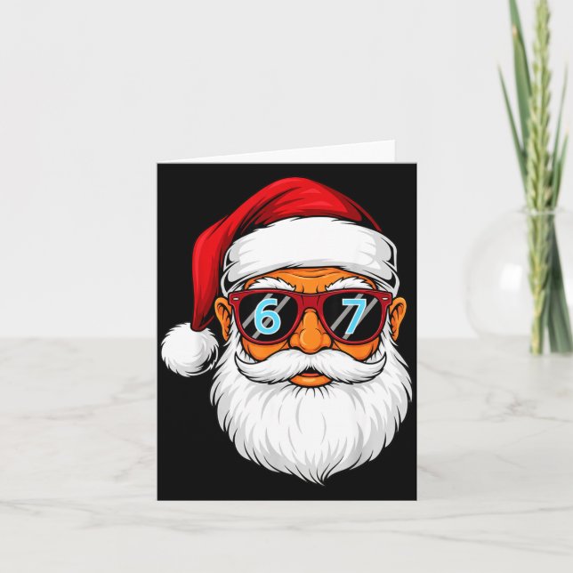 Tarjeta Funny 6 7 Six Seven Meme Santa Face Christmas Men  (Anverso)