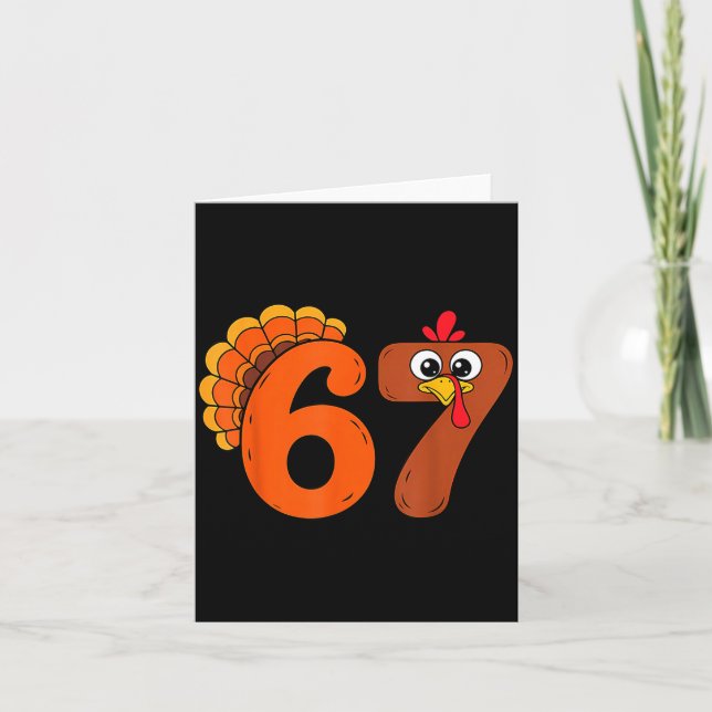 Tarjeta Funny 6 7 Six Seven Meme Thanksgiving Turkey Holid (Anverso)