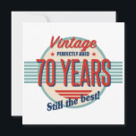 Tarjeta Funny 70th Birthday Fashioned<br><div class="desc">Una elegante idea de regalo de cumpleaños retro vintage para hombres o mujeres que celebran una edad hito.</div>