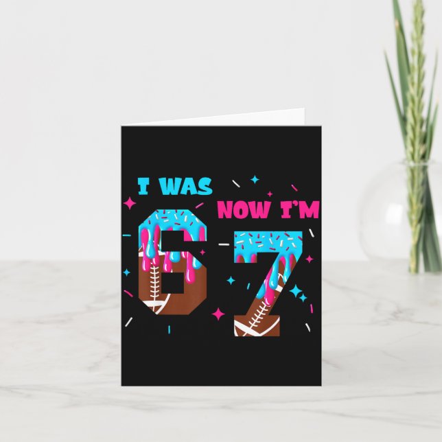 Tarjeta Funny 7 Year Old Birthday Football Ice Cream Drip  (Anverso)