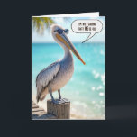 Tarjeta Funny 85th Birthday Pelican<br><div class="desc">Un pelícano con gafas de sol se sienta confiado en un muelle de madera a orillas del mar para cumplir 85 años. Se puede cambiar todo el texto.</div>