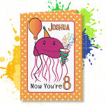Tarjeta Funny 8 Nacimiento Personalizado de animales Jelly<br><div class="desc">Esta graciosa personalizado de la medusa de cumpleaños número 8 es para ese niño especial en su cumpleaños. Personalízalo con su nombre y su mensaje dentro. Este es uno de los personajes creados por mi nieto y yo. Dibuja a los personajes con todas sus características lindas y los transformo en...</div>