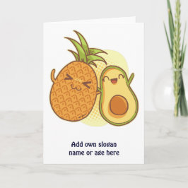 Tarjeta Funny Aguacate Pineapple Mejor Amigos BFF Kawaii
