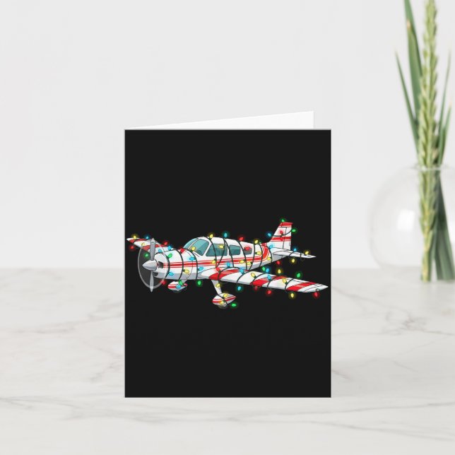 Tarjeta Funny Airplane Christmas Graphics Lights Lover  (Anverso)