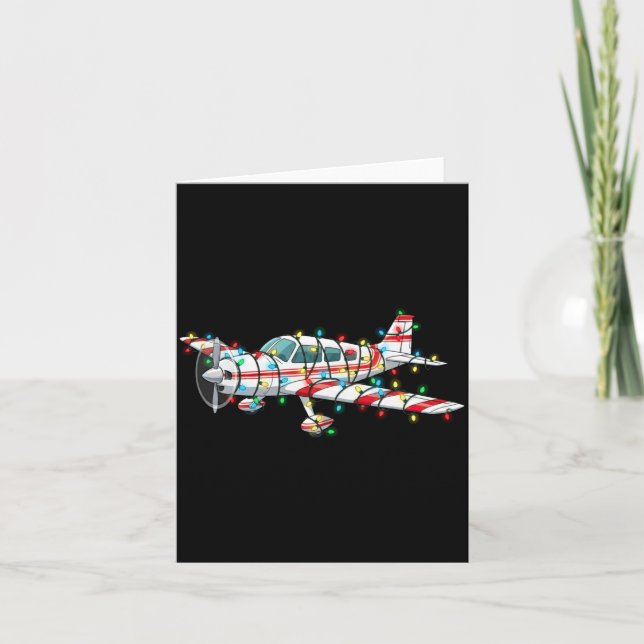 Tarjeta Funny Airplane Christmas Graphics Lights Lover Lon (Anverso)