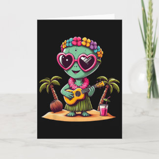 Tarjeta Funny Alien Hawaiian Costume Kids Summer Vacation 