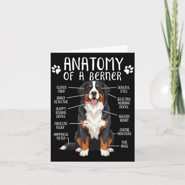 Tarjeta Funny Anatomy Bernese Mountain Dog Cute Berner Lov (Anverso)