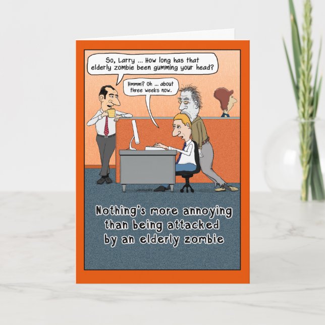 Tarjeta Funny Ancianos Zombie Halloween (Anverso)