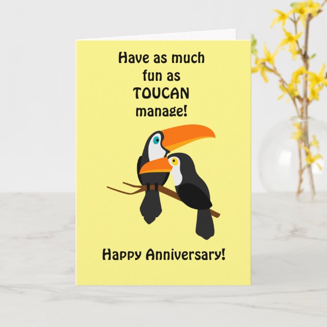 Tarjeta Funny and cute anniversary  (flor amarilla)