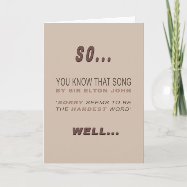 Tarjeta Funny and Sarcastic Apology Card (Anverso)