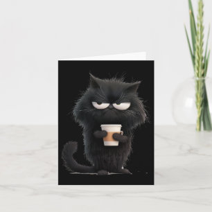 Tarjeta Funny Angry Black Cat Tee Cute Café Lover Hombres