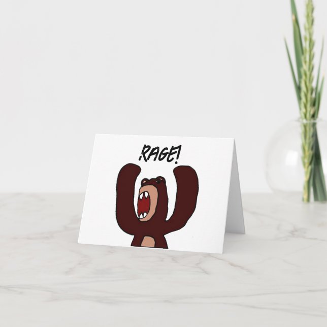 Tarjeta Funny Angry Brown Bear Personalizado - Destacado (Anverso)